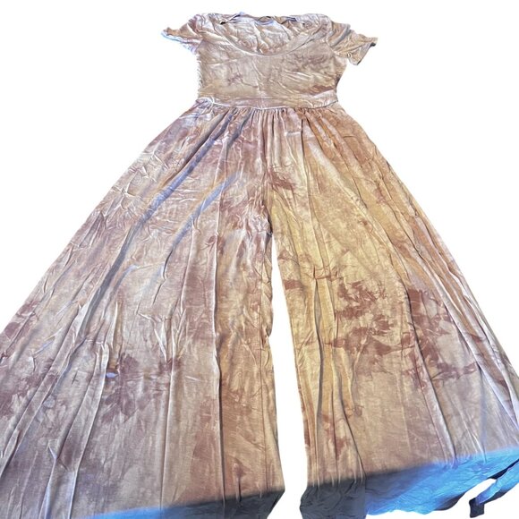 Veveret Tie-Dye Lavender Wide-Leg Jumpsuit With Short Sleeves NWOT - Picture 3 of 9